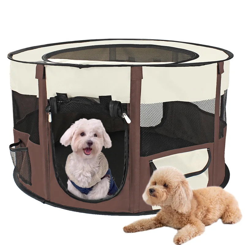 Portable Folding Oxford Cloth Cat Cage Cat Litter Pet Enclosure Round Octagonal Pet Cage Delivery Room Dog Cage Big Dogs House