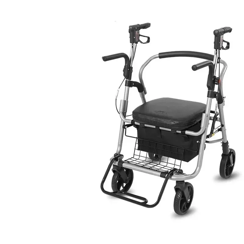 Lightweight Folding Elderly Handcart Four-Wheel Walking Aids