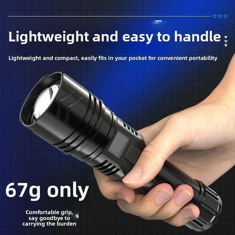 1PC Multi-functional Outdoor Strong Light LED Long-range Telescopic Zoom Flashlight, Plastic USB Rechargeable Flashlight