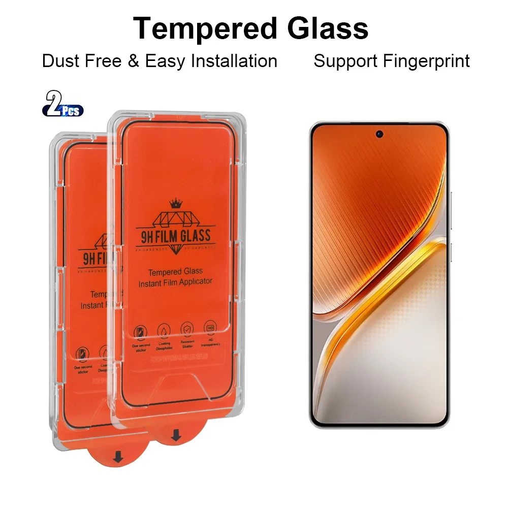 2 uds vidrio templado HD para Vivo iQOO Neo 10 10R 9 Pro 9S Pro Plus Pro + iQOO 12 Protector de pantalla herramientas gratuitas de desbloqueo de huellas dactilares