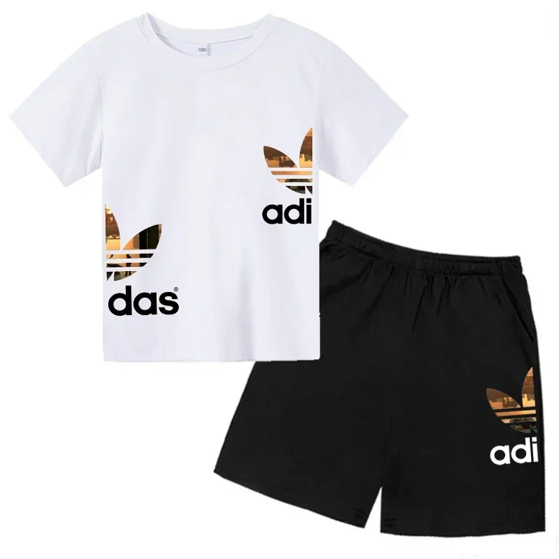 

Kids Summer Leisure Letter 2pcs O-neck Short Sleeve T-shirts+Pants Suits 3-13 Years Boys Girls Casual Outfits Children Clothes