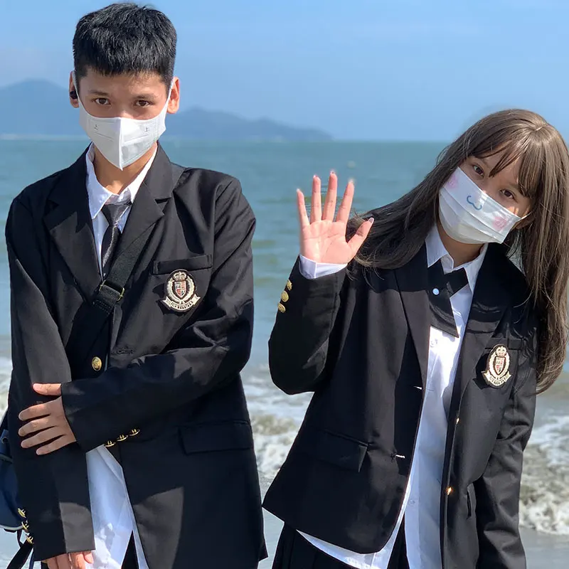 Escola coreana preto dk jaqueta casaco japonês uniforme do ensino médio superior das mulheres dos homens blazer estudantes jk graduação terno uniforme da faculdade