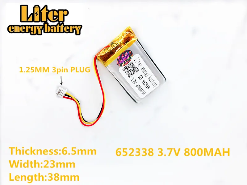 652338 3.7V 800mAh Rechargeable li-Polymer Battery For toys millet GPS TEXET FHD-570 DVR dvr-3gp Gmini HD50G HD70G iBox Pro-800