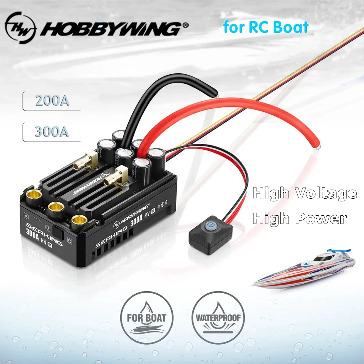 

HOBBYWING Seaking 200A 300A HV V4 ESC Built-in Bluetooth &BEC Waterproof Electronic Speed Controller For RC Boats Ships Model