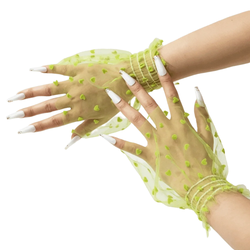 All-match Sweet Polka Dot Fake Sleeves Short Lace Nail Art Sleeves Ruffle Heart Fake Pleated Cuff Photography Props
