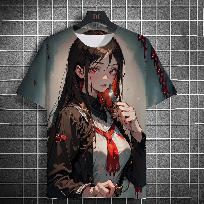 

Men's Anime Girl Graphic T-Shirts 3D Sexy Beauty Printing T Shirt Man/Women Short Sleeve Tee Fashion Y2k Top Mens Clothing