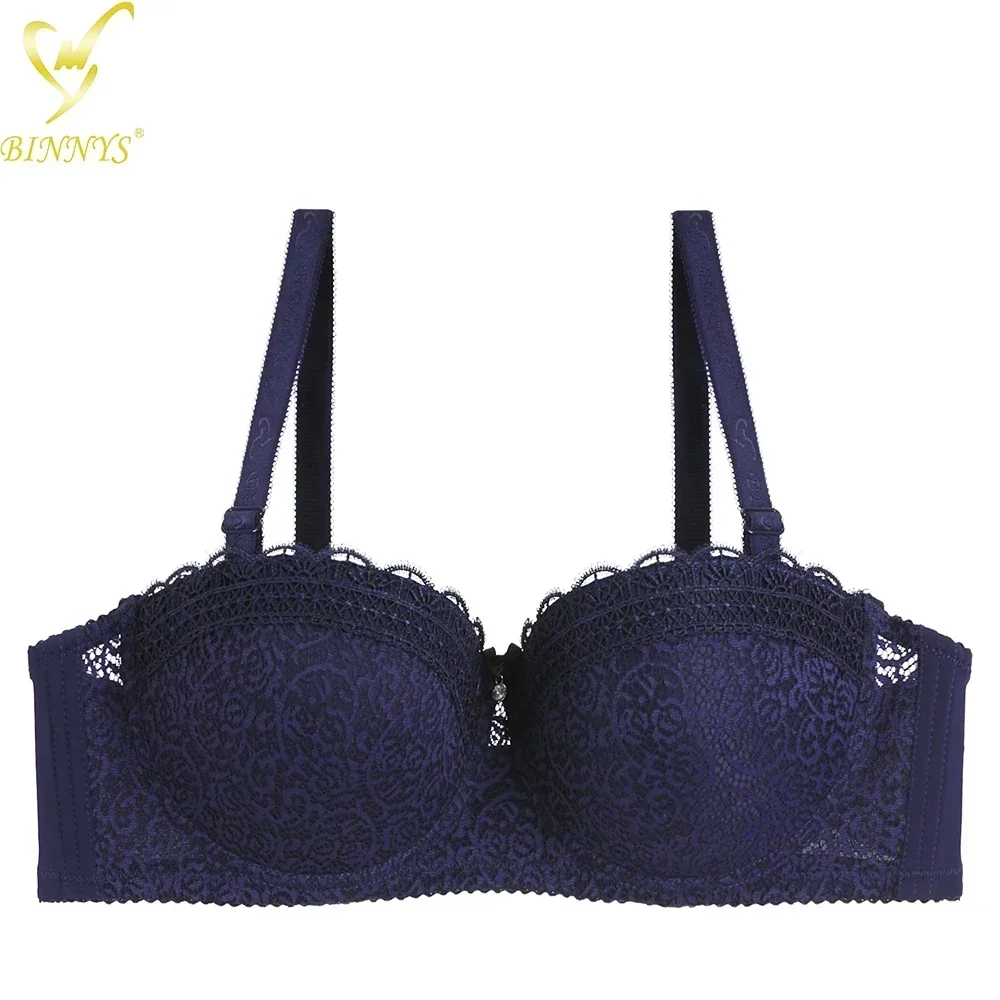 Binnys Reggiseno da donna con ferretto a tre ganci e mezza tazza da donna con cinturino in pizzo per adolescenti con coppa C