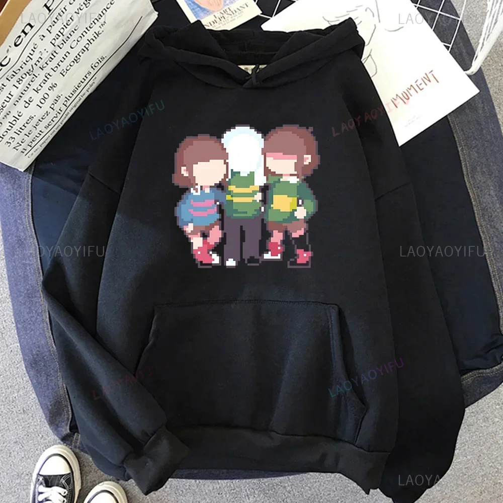 Undertale Chara Popular Characters Print Sweatshirts Fashion Men Autumn Drop Shoulder Sweatshirt Game Character Graphic Hooded