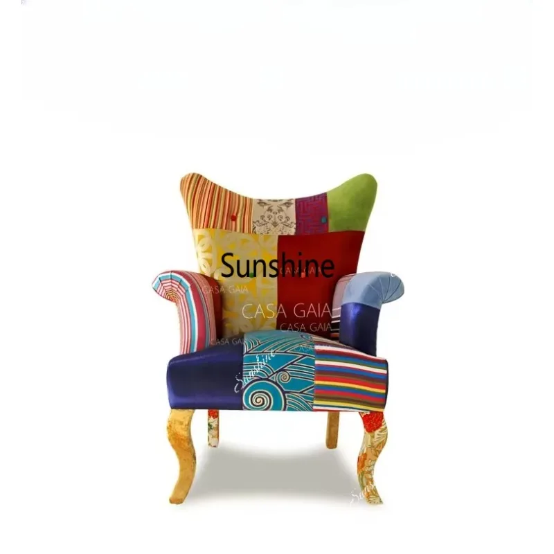 American country horn series contrasting spliced fabric sofa chair
