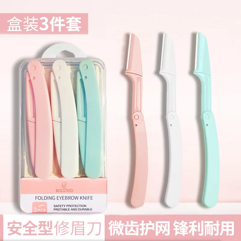 1/3pc Sicuro Pieghevole Ladies Rasoio Sopracciglia Portatile Rasoio Viso Strumenti di Bellezza Resistente Ai Graffi Rasoio Sopracciglia Set di Strumenti di Trucco