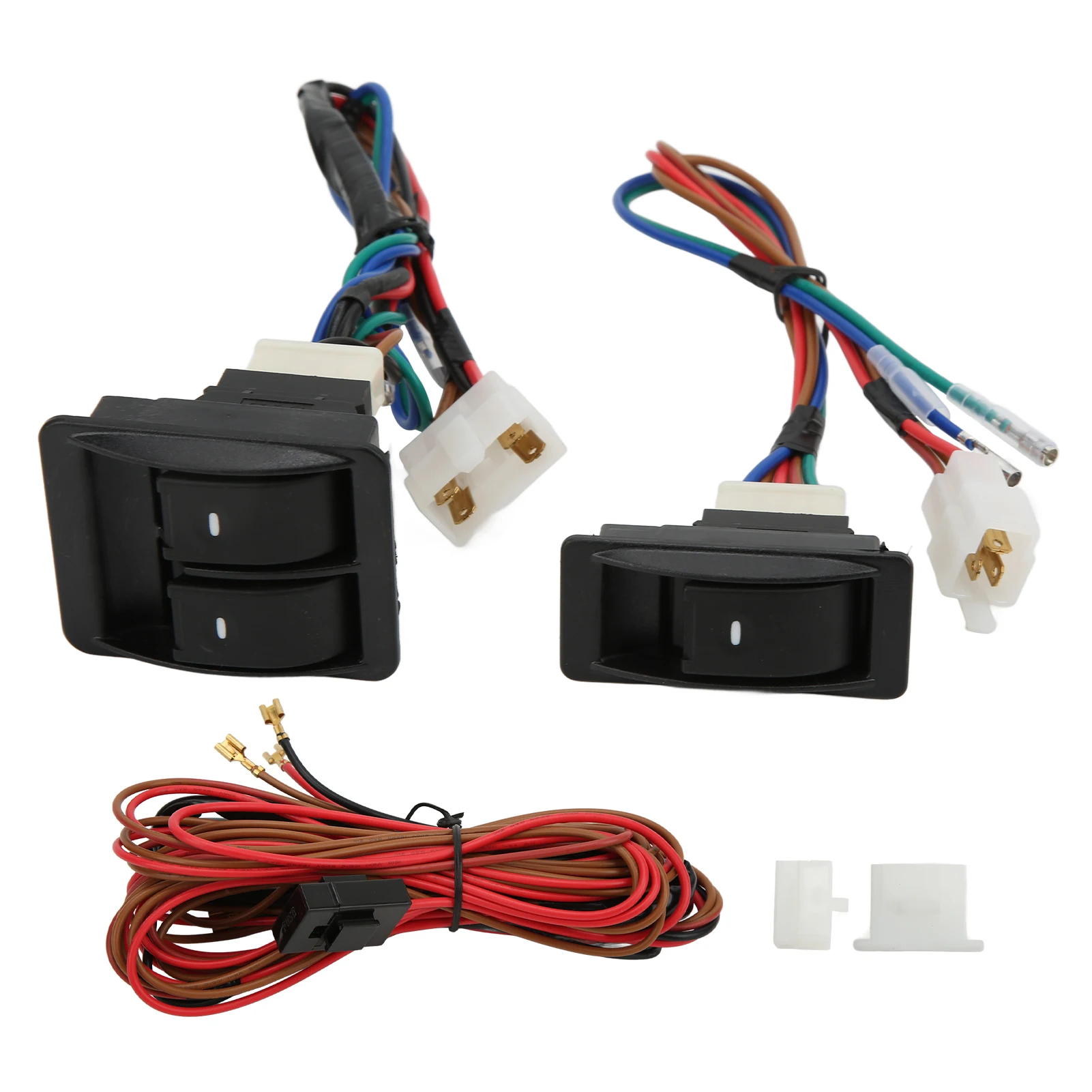 5 stks Universele Auto Power Elektrische Raam Schakelaar Regulator Kits met Kabelboom voor 2 Deuren
