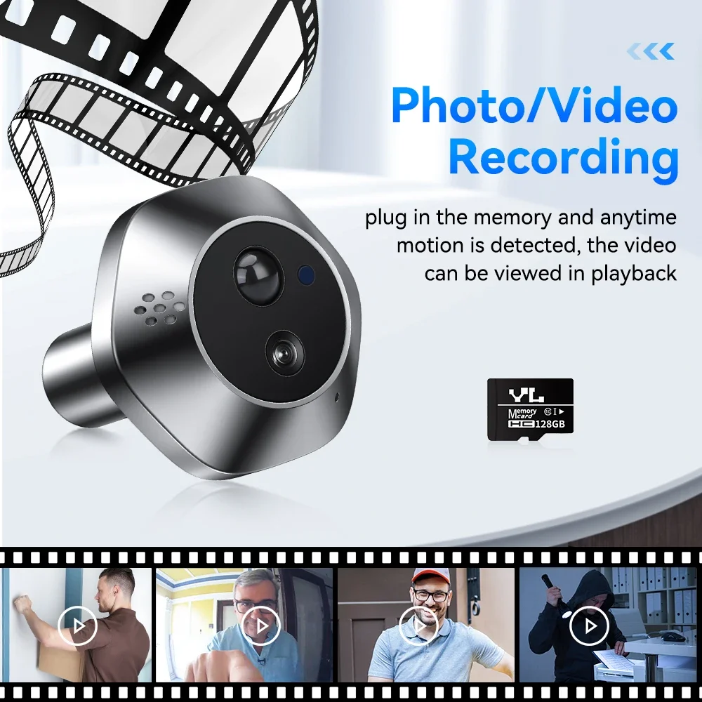 Elecpow ثقوب الباب الرقمي الذكية تويا واي فاي ثقب الباب كاميرا 1080P 4.3 بوصة PIR للرؤية الليلية كشف الحركة جرس الباب