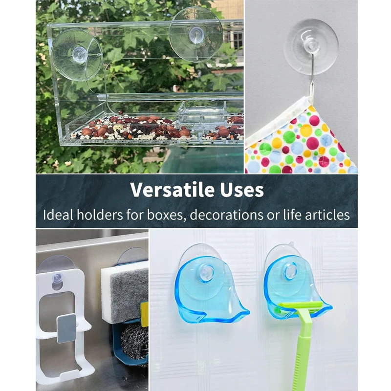 Transparent PVC Suction Cups Strong Adhesive Sucker Holders Hook Hanger Car Suction Pads Kitchen Bathroom Window Glass Decor