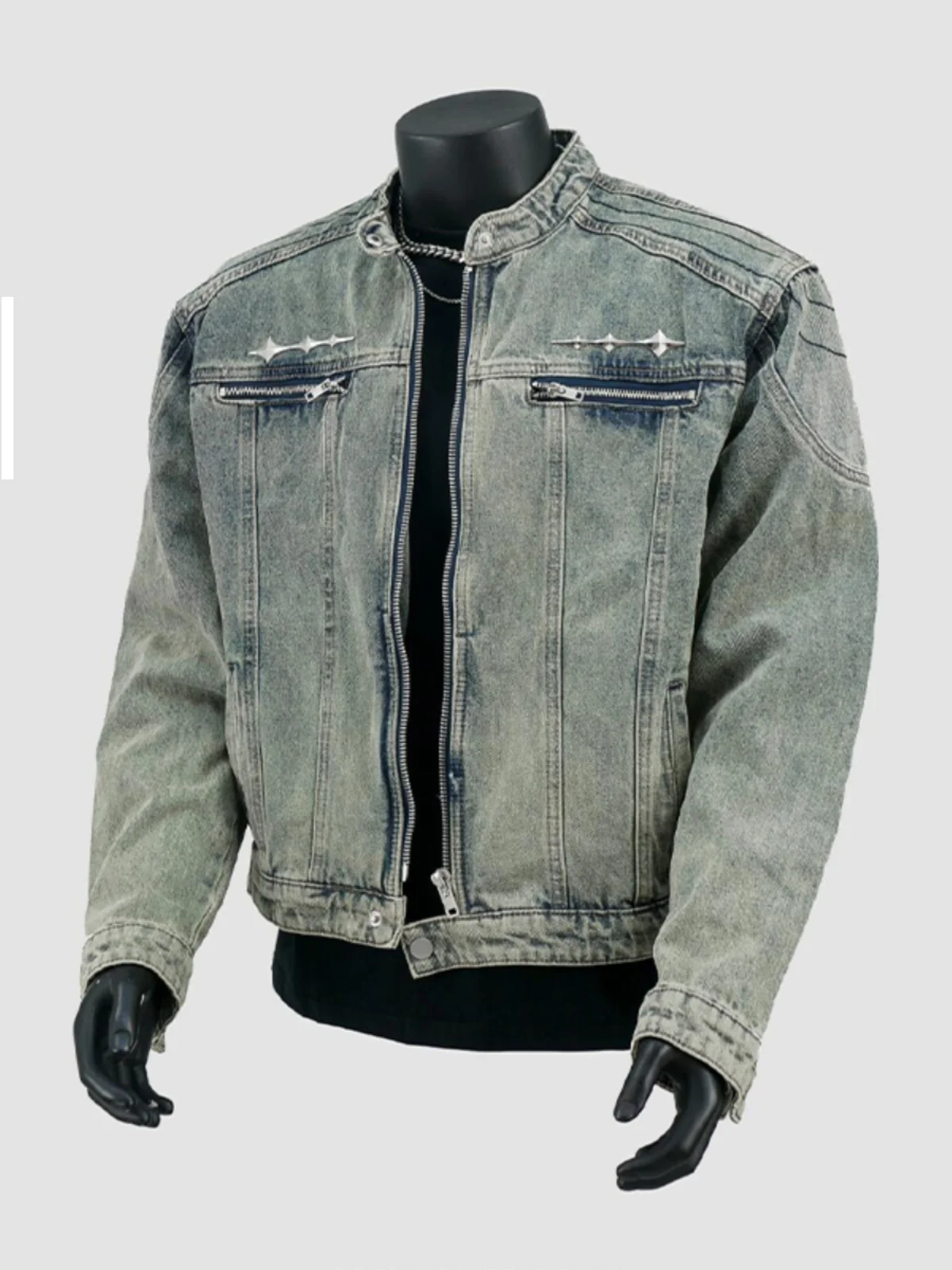 

Cleanfit ort Padded oulder Men's Denim Jaet American Sle Vintage Harrington Jaet Spring Autumn Casual Outerwear