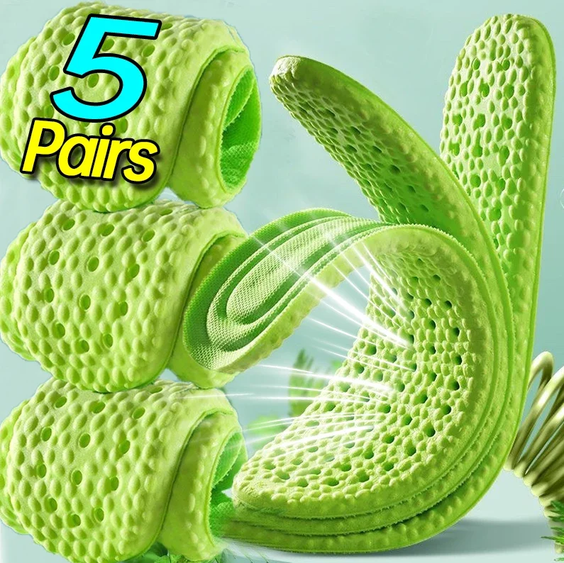 Deodorizing Sport Insoles for Unisex Plantar Support Shoe Inserts Absorbent Breathable Massage Shock Absorption Shoes Sole Pads