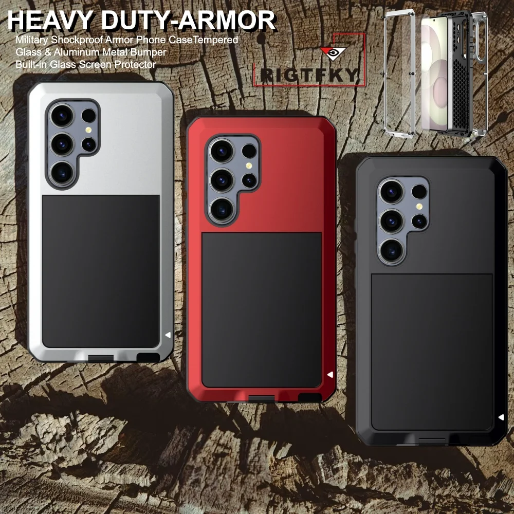 

Case For Samsung S25 Ultra S24 S23 S22 S21 S20 Plus Metal Heavy Duty Armour Military Shockproof 360° Full Body Protective Covers