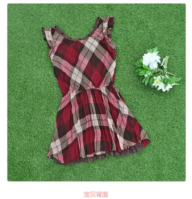 SALES Japan Liz Lisa Chiffon Plaid Printing Lace Velvet Ribbon Dress