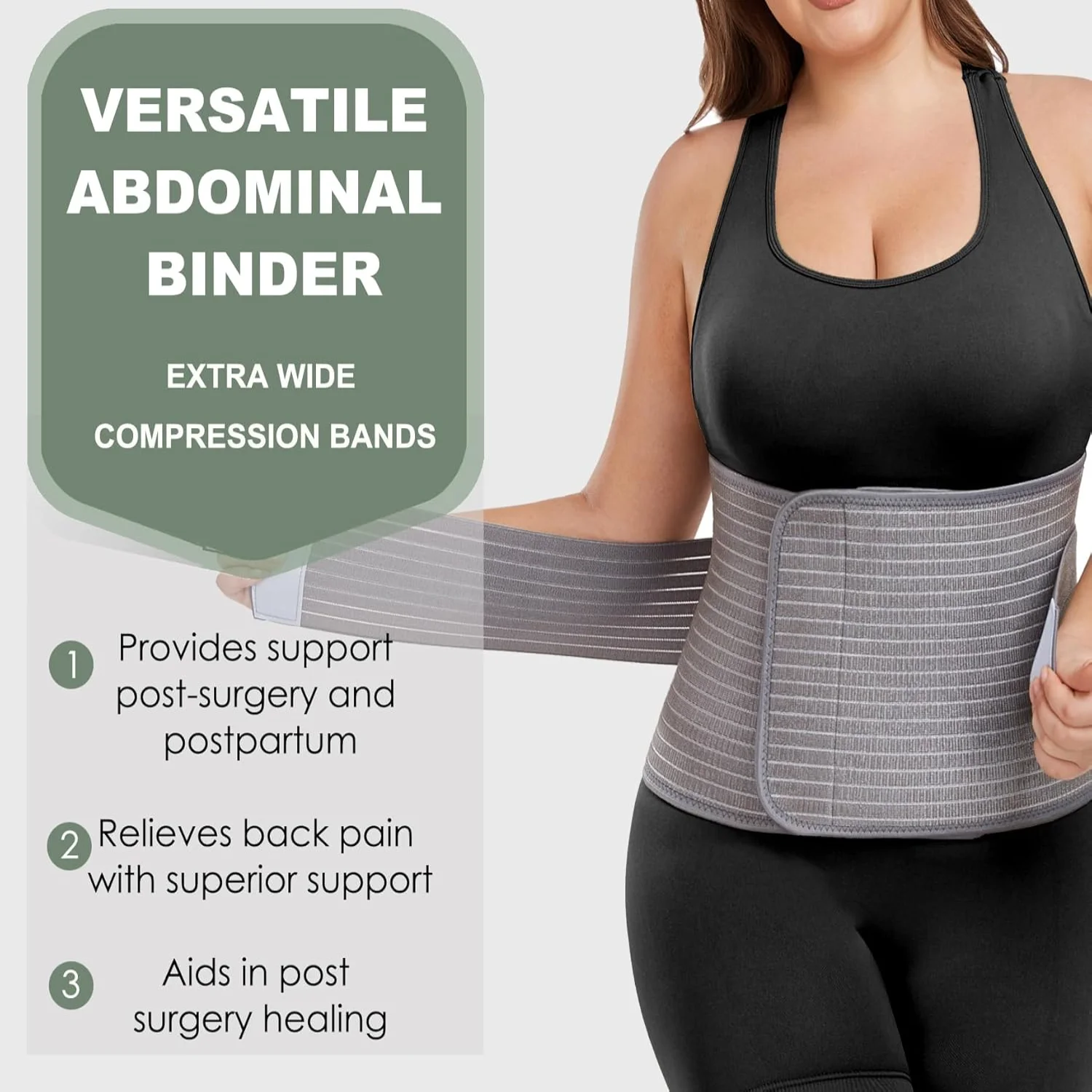 Abdominal Binder Post Surgery - Postpartum Belly  Wrap | Post C Section Belly Binder Recovery Belt | Stomach Compression Hernia 