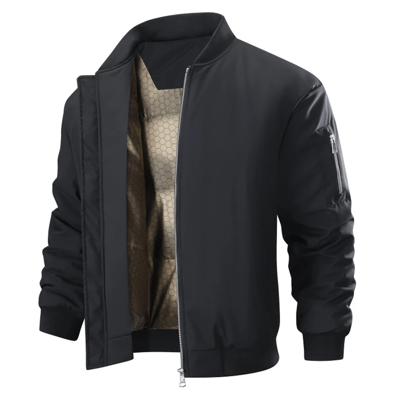 جديد الرجال الشتاء Bomber سترة فضفاضة مبطنة بالقطن سترات رشاقته الدافئة البيسبول طوق معطف الرجال ملابس خارجية عصرية غير رسمية جاكيتات
