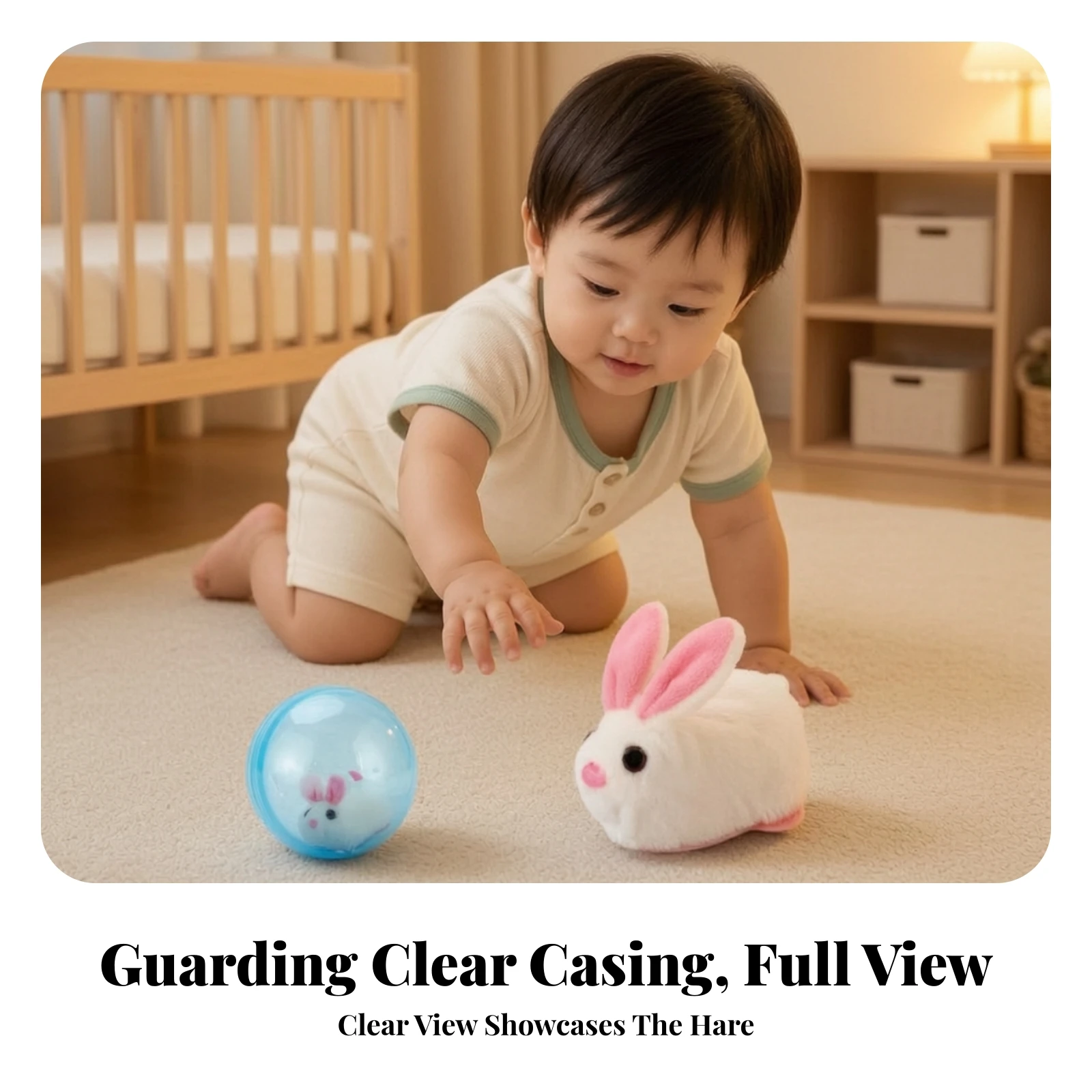 Soft Rabbit with Rolling Ball Soft Stuffed Bunny with Clear Ball Bunny Soft Toy Fuzzy Rabbit Stuffed Animal Huggable