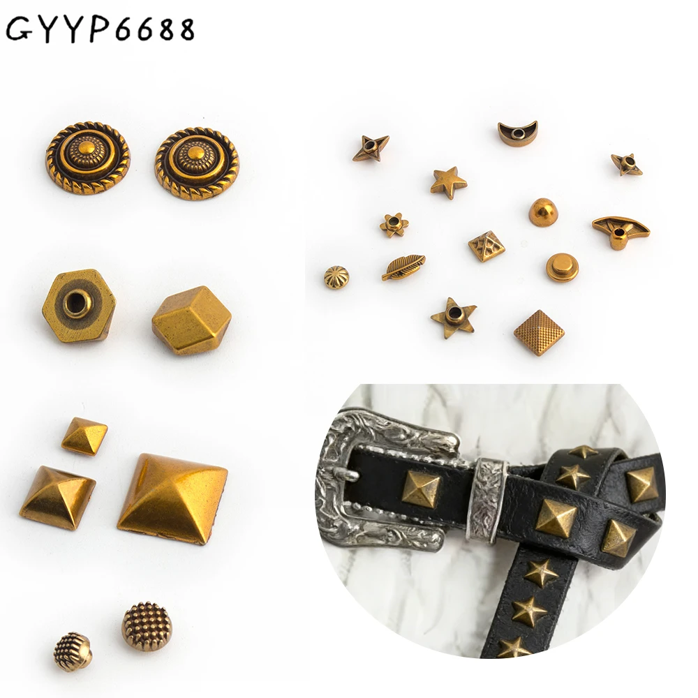 

50/100/200 шт. круглых металлических заклепок-звездочек под старое золото, шипы, пуговицы для сумок, скрапбукинга, обуви, кепок, бирок, аксессуаров для одежды