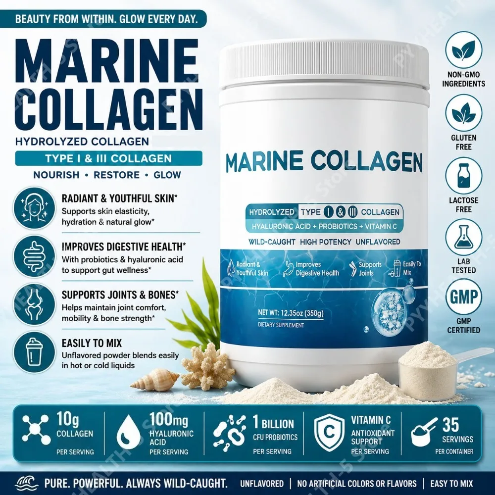 

Multi-Source Collagen Powder 350g Type I III with Hyaluronic Acid Vitamin C Unflavored Daily Beauty Wellness Support