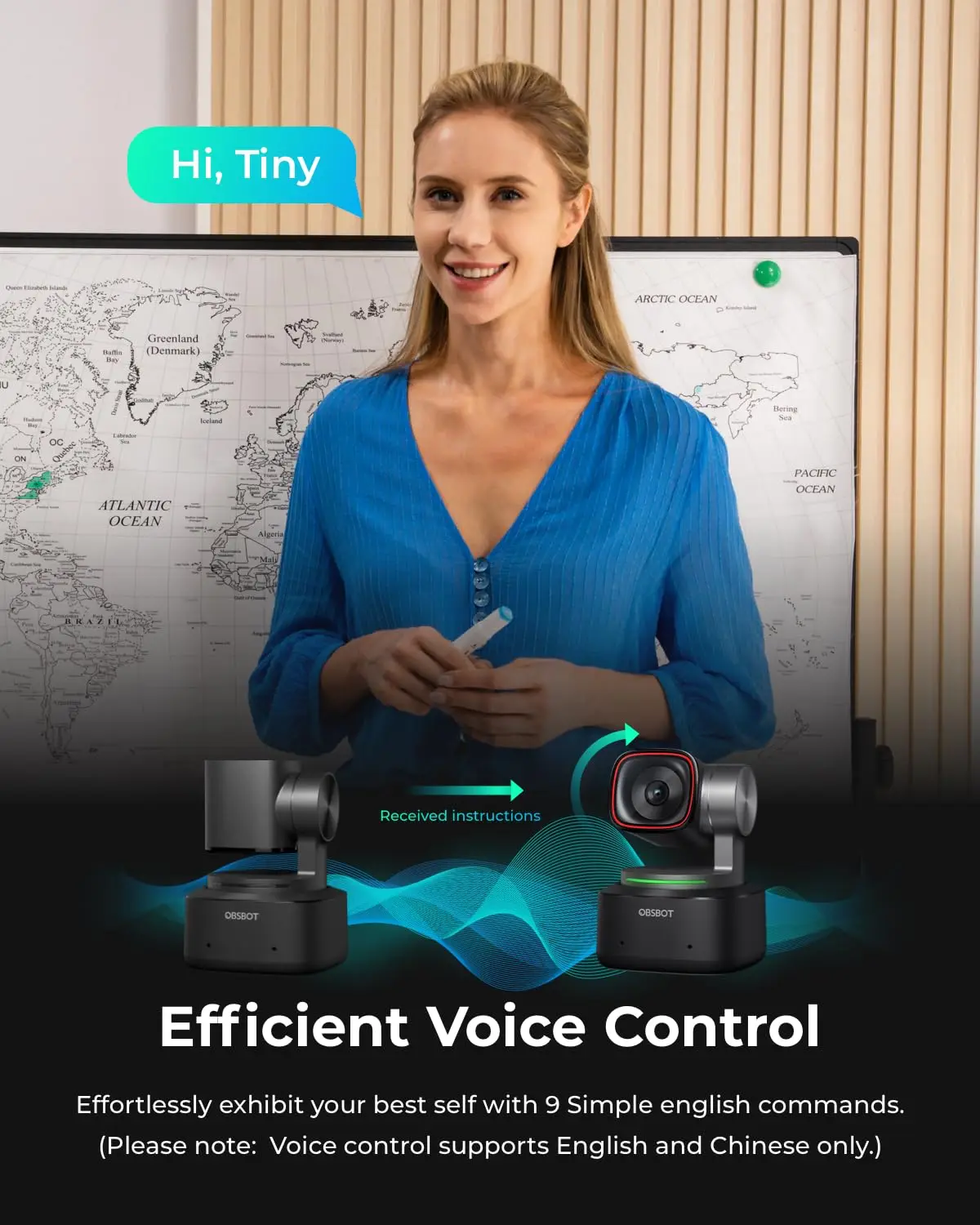 OBSBOT Tiny 2 Webcam 4K controllo vocale PTZ AI Tracking Multi-Mode Auto Focus Gesture Control Web Camera per PC Streaming Meeting