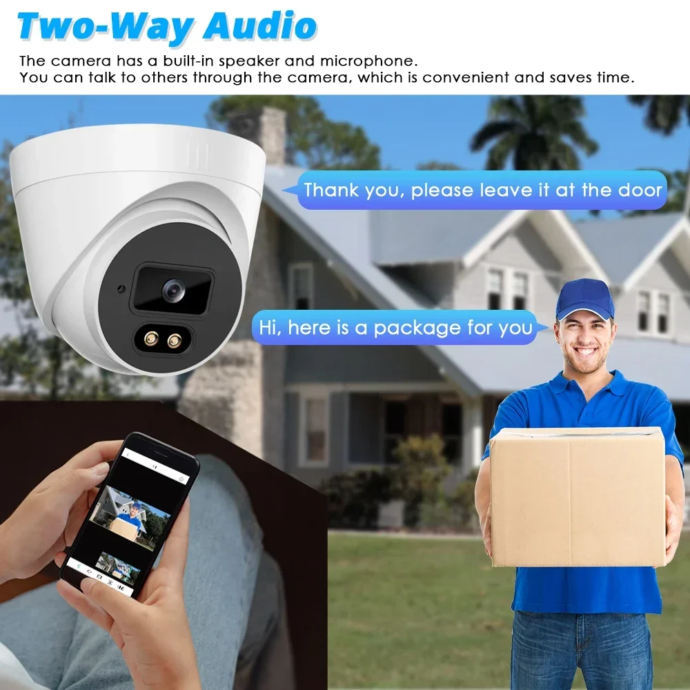 4K Ultra HD POE IP dome  Camera Set 8MP CCTV Security Surveillance Kit with 10CH NVR Options for Color Night Vision 2 way audio