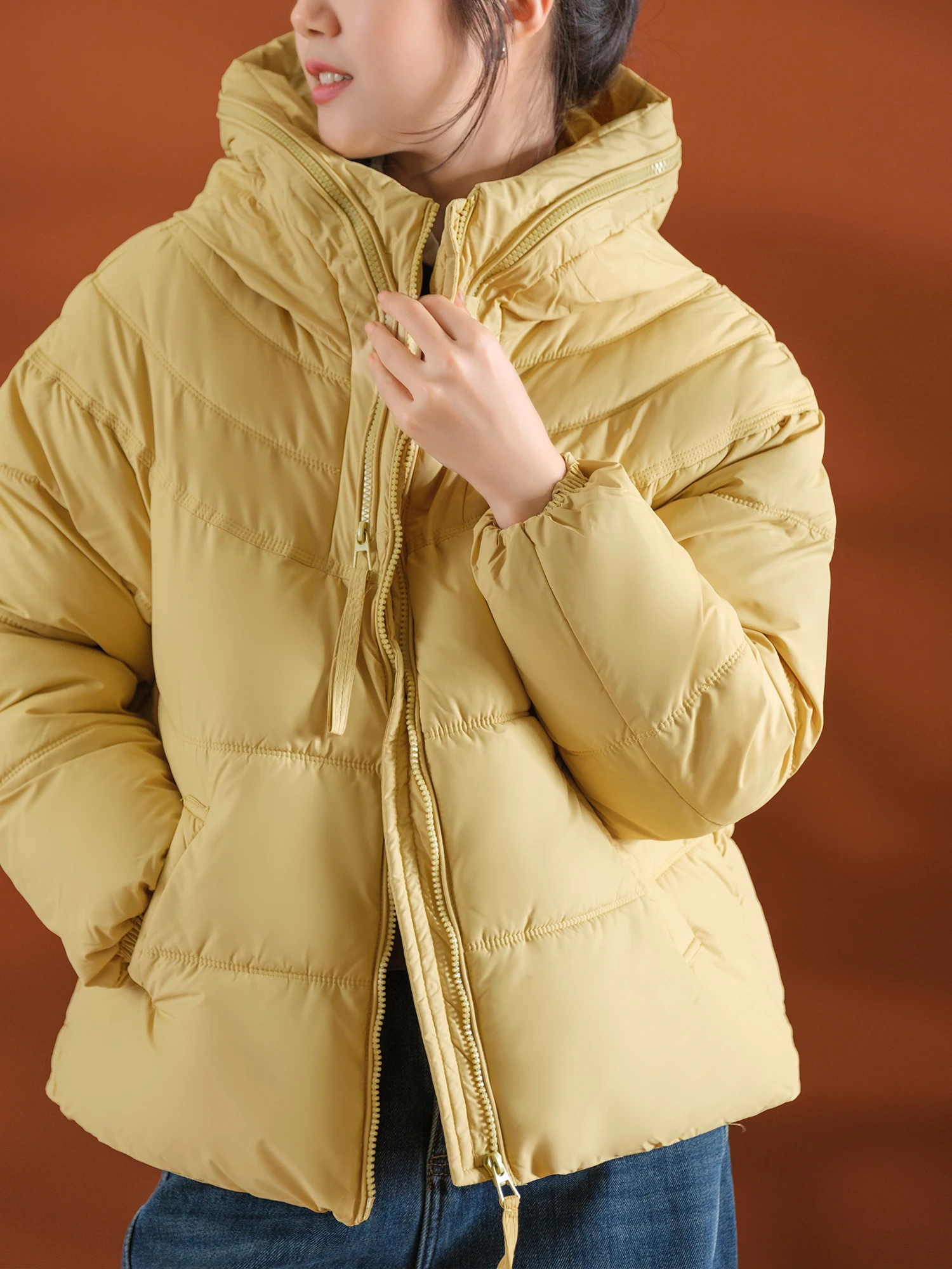 

Thiened Small Cotton Doughnut Fluffy Reed Cotton Ring Partition Function ape Hat Cotton Clothes Women's Faion Winter Coat