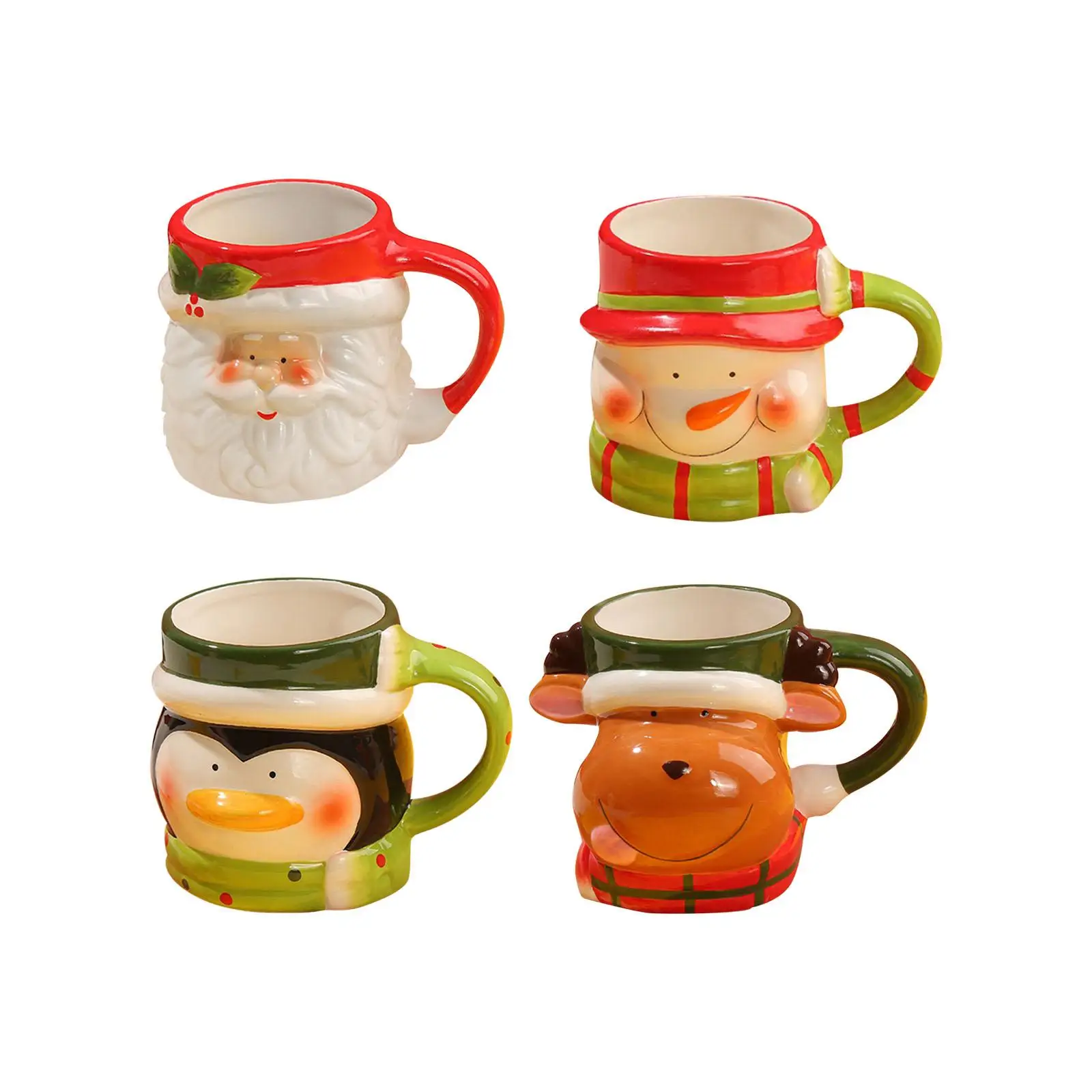 Cute Ceramic Mug with Handle Christmas Coffee Mugs Enamel Mugs for Gifts Valentines Day Housewarming Gift Stocking Stuffer Women