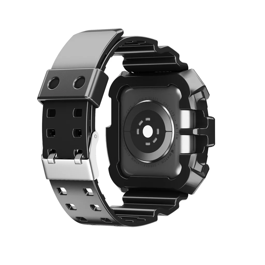 For Full Cover Sports Smart Watch Strap + Watch Case for Apple Watch 6 SE Band Sports Integrated Protective Shell for Iwatch