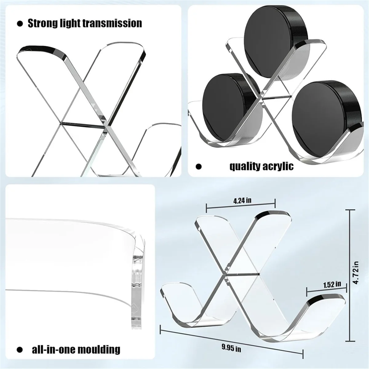N18R Clear Hockey Puck Display Case Acrylic Hockey Puck Display Stand Sports for 3 Pucks Hockey Puck Holder Storage