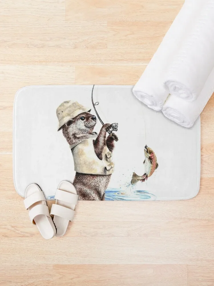 Nature's Fisherman - otter trout fishing Bath Mat Bathroom Accessories Sets Set For Bathroom Mat