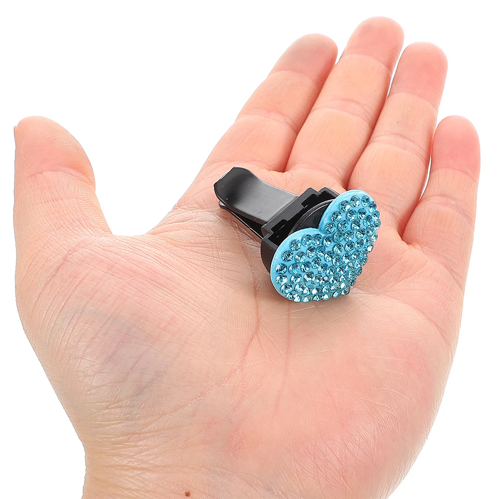 

4Pcs Car Air Vent Clips Heart Shape Blue Bling Rhinestone Air Conditioning Outlet Diffuser Clip Vehicle Fragrance Freshener