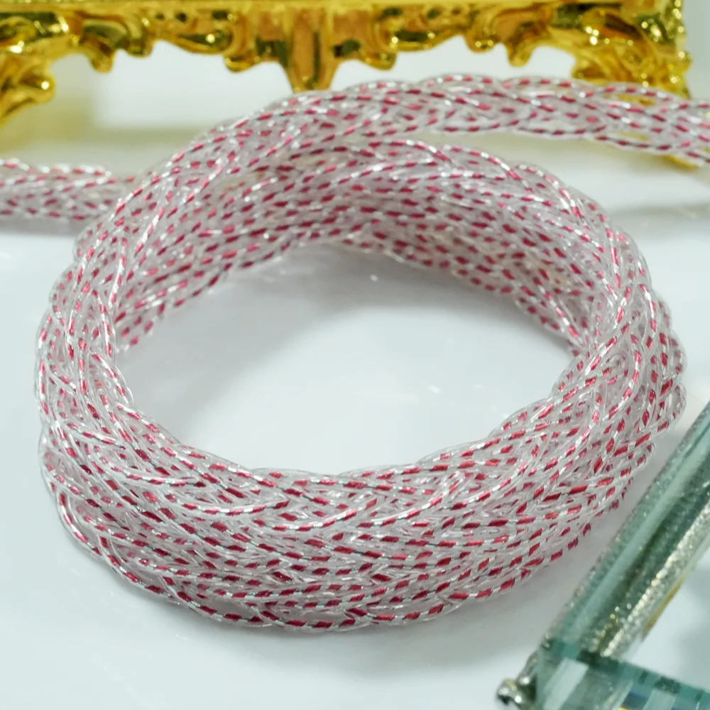 XINHS X19 8-core Roze Single Crystal Koper Verzilverd Oortelefoon Upgrade Kabel 0.78 2pin/HD650/IE900/KZ-QDC/MMCX