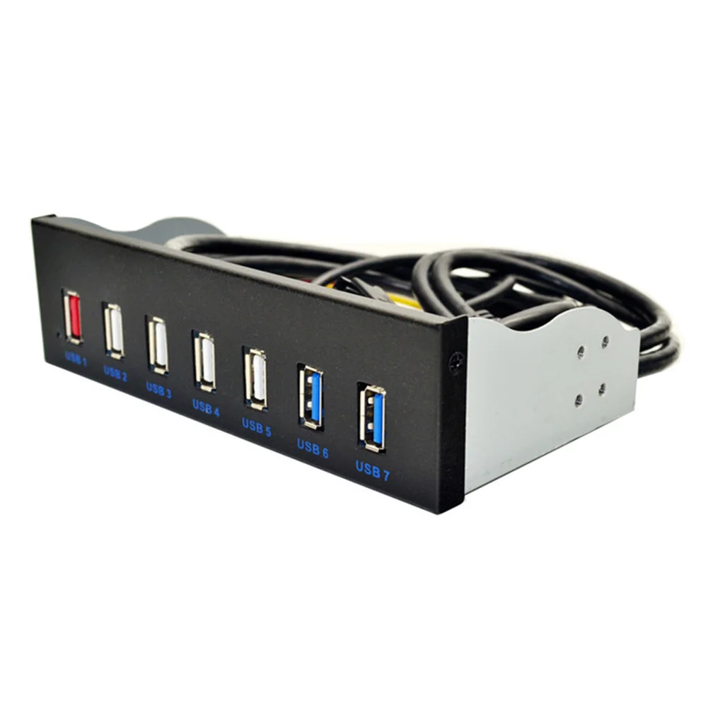 5.25 inch Desktop 7 Ports HUB 19 Pin to 2 USB 3.0+4 USB 2.0+BC1.2 Front Panel