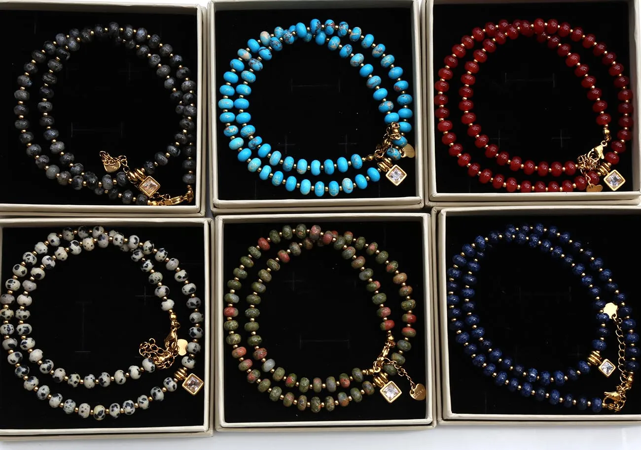 [NOBOX] Trendige Herbstdesigns im Boho-Stil, Zirkonbesetzte Halskette mit natürlichen Steinen für Damen, vielseitig für den Alltag – Detail 1