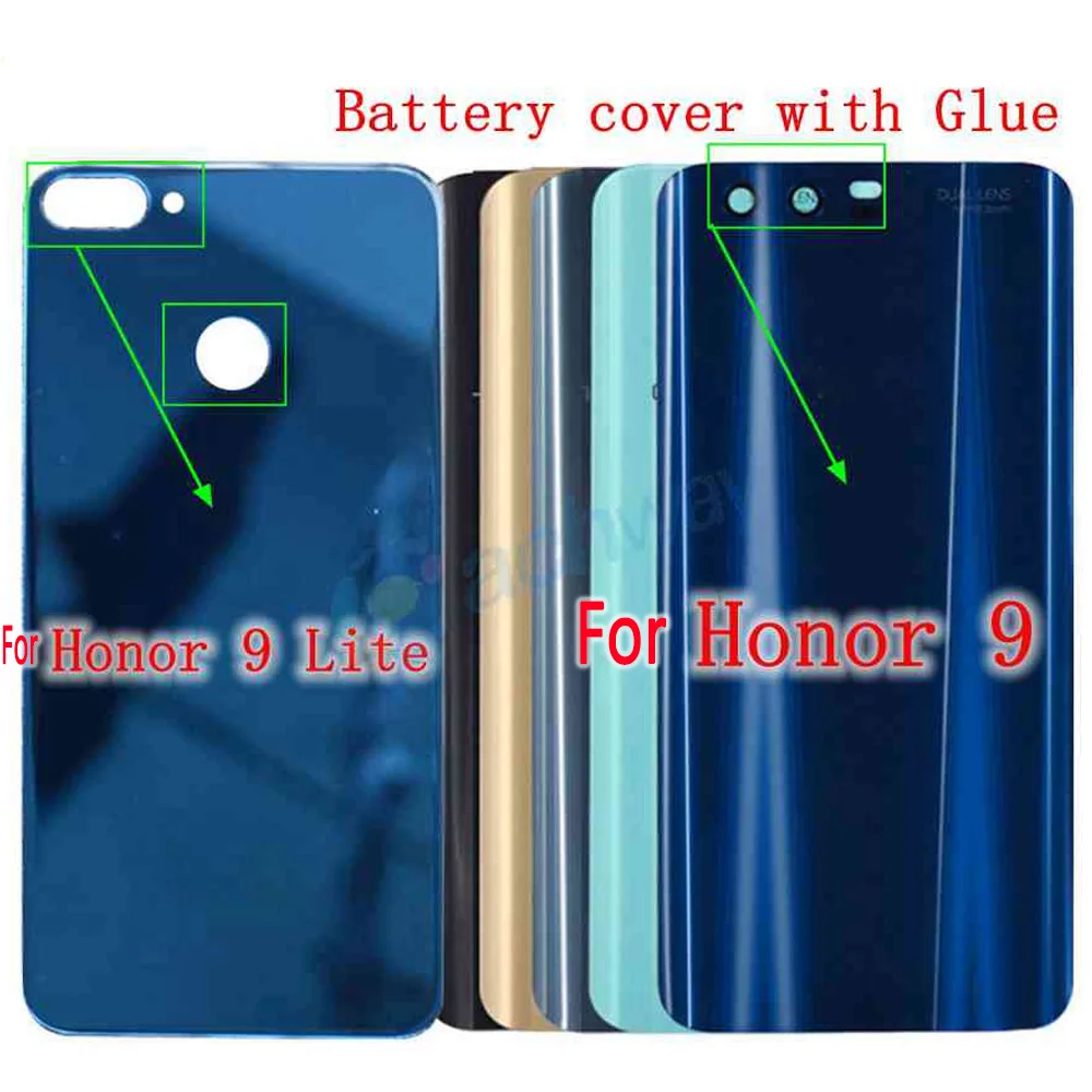 For Huawei Honor 9 Back Glass Battery Cover Rear Door Housing Case Panel Replacement Parts For Honor 9 Lite Back Glass Cover