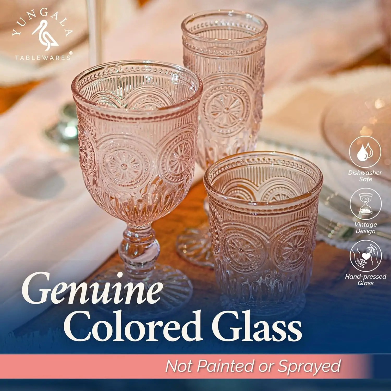 مجموعة نظارات الشمبانيا الوردية مكونة من 6 قطع، آمنة للاستخدام في غسالة الأطباق، مزامير على الطراز العتيق #5