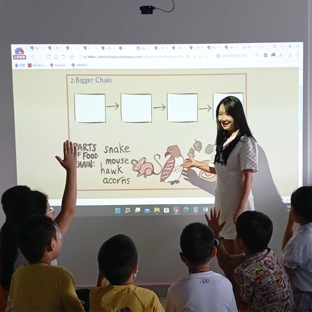 

Meeting Classroom Smart Whiteboard Digital Board Interactive Projection Virtual Screen Finger Writing Educational Equipment