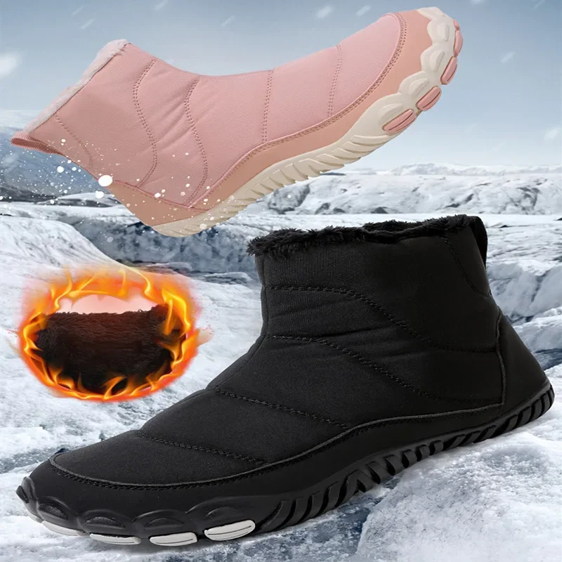 Men Women Winter Snow Boots High-Top Barefoot Sneakers Outdoor Work Shoes for Trekking Climbing Working High Ankle Snow Boots