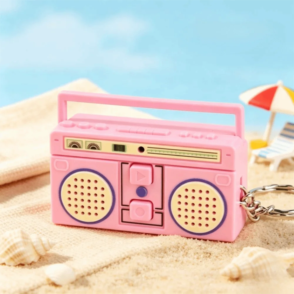 Mini Size Radio Shape Keychain Plastic Material Retro Style Music Recorder Keychain Exquisite Design Macaron Color