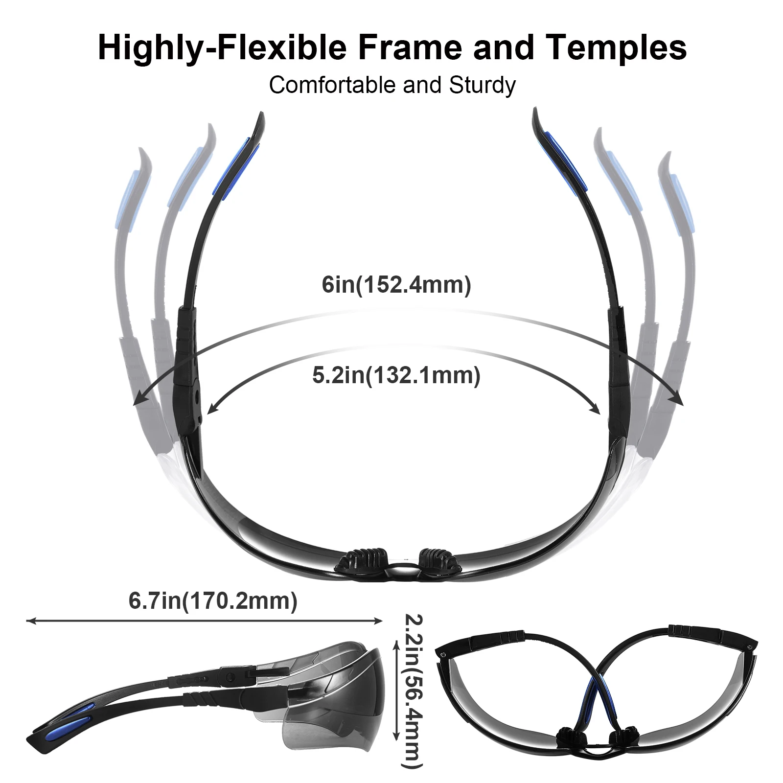 Gray Lens Shooting Glasses Anti-fog Shooting Range Eye Protection, Adjustable Safety Glasses with Zipper Hard Case