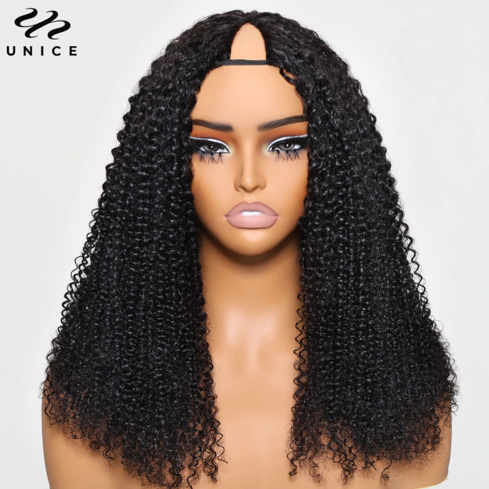 Unice EasiContour V جزء شعر مستعار غريب مجعد معظم الشعر البشري الطبيعي الخامس جزء شعر مستعار الحد الأدنى ترك مزيج سهل