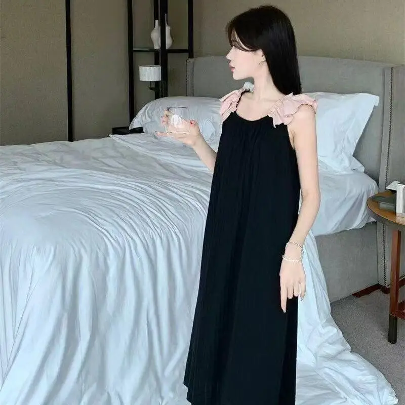 

Женский пижамный комплект: модная домашняя одежда, ночная сорочка из хлопка для молодых женщин, свободная домашняя одежда с рюшами и бретелями в японском стиле, летняя коллекция