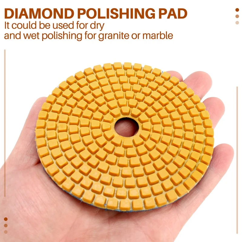 3 Pieces 100Mm Diamond Flexible Wet & Dry Polishing Pads 3 Step Floor Polish For Stone Marble Tile