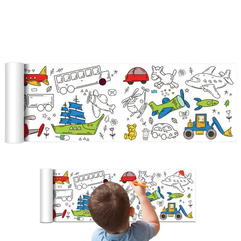Dziecięca Rolka do Kolorowania Kreskówka Długa Rolka do Rysowania Samoprzylepna na Ścianę Poprawia Motorykę Małą Zabawka Edukacyjna do Szkoły Domu dla Chłopców i Dziewcząt