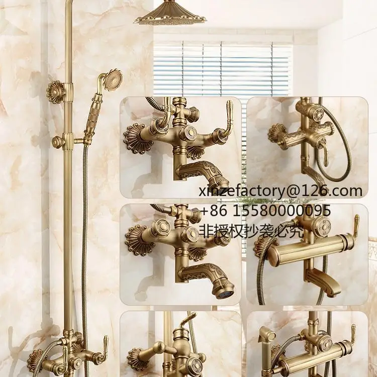 Factory Direct 2026 Top RatedCopper Antique Shower Shower Set European Retro Mid-Ancient American Bathroom
