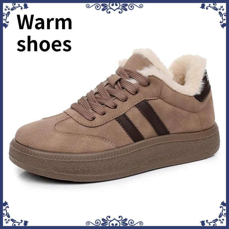 

New Women's Winter Fleece Lined Casual Flats Waterproof Non-slip Warm Retro Shoes Comfortable Outdoor Walking Shoes for Ladies