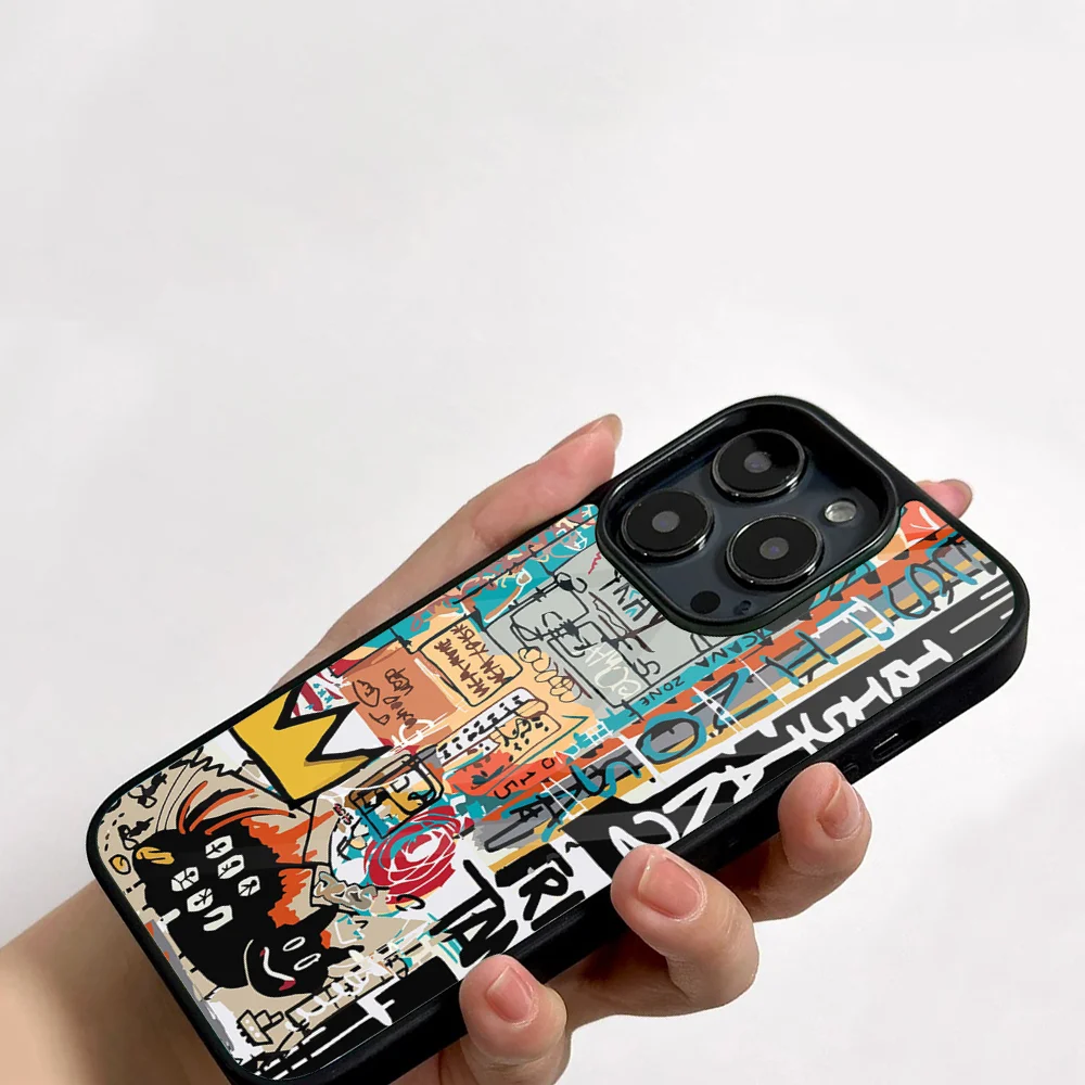 Art-B-Basquiats Phone Case For IPhone 11 12 13 14 15 16 Plus Pro Max Mirror Acrylic PC TPU Cover